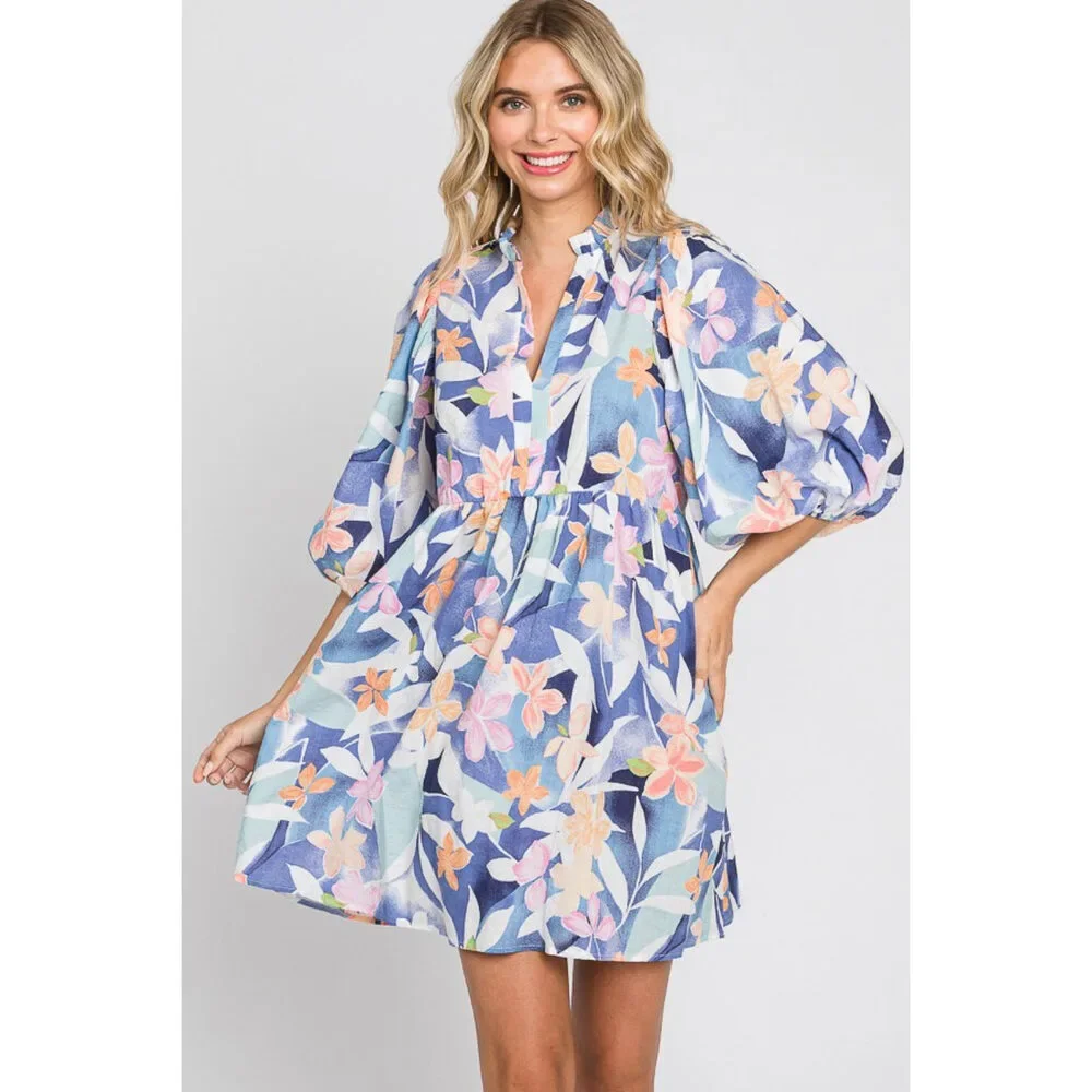GeeGee Floral Print Mini Dress - Picture 1 of 5